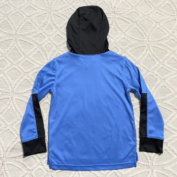 Under Armour Sz 4 Blue & Black Hooded Shirt Pullover - Picture 4 of 7